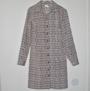 Vintage 90s Brown and Purple Square Pattern Dress